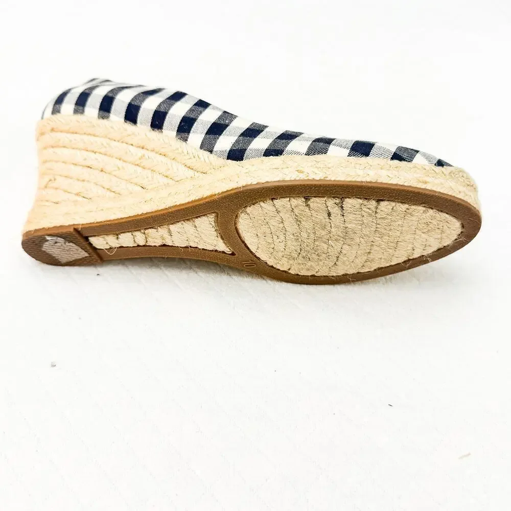 J. Crew Gingham Checkered Patterned Espadrille Wedge Heel Size 10